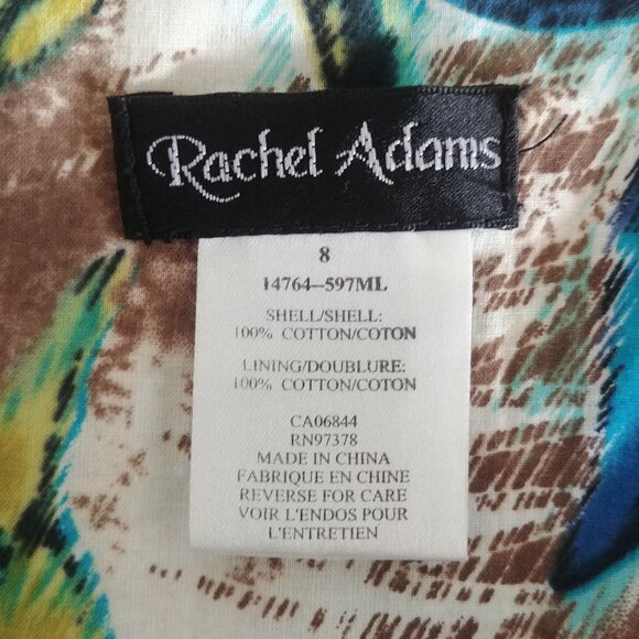 Rachel Adams 100% cotton midi skirt full pleated lined blue green pattern 8 - Picture 12 of 12